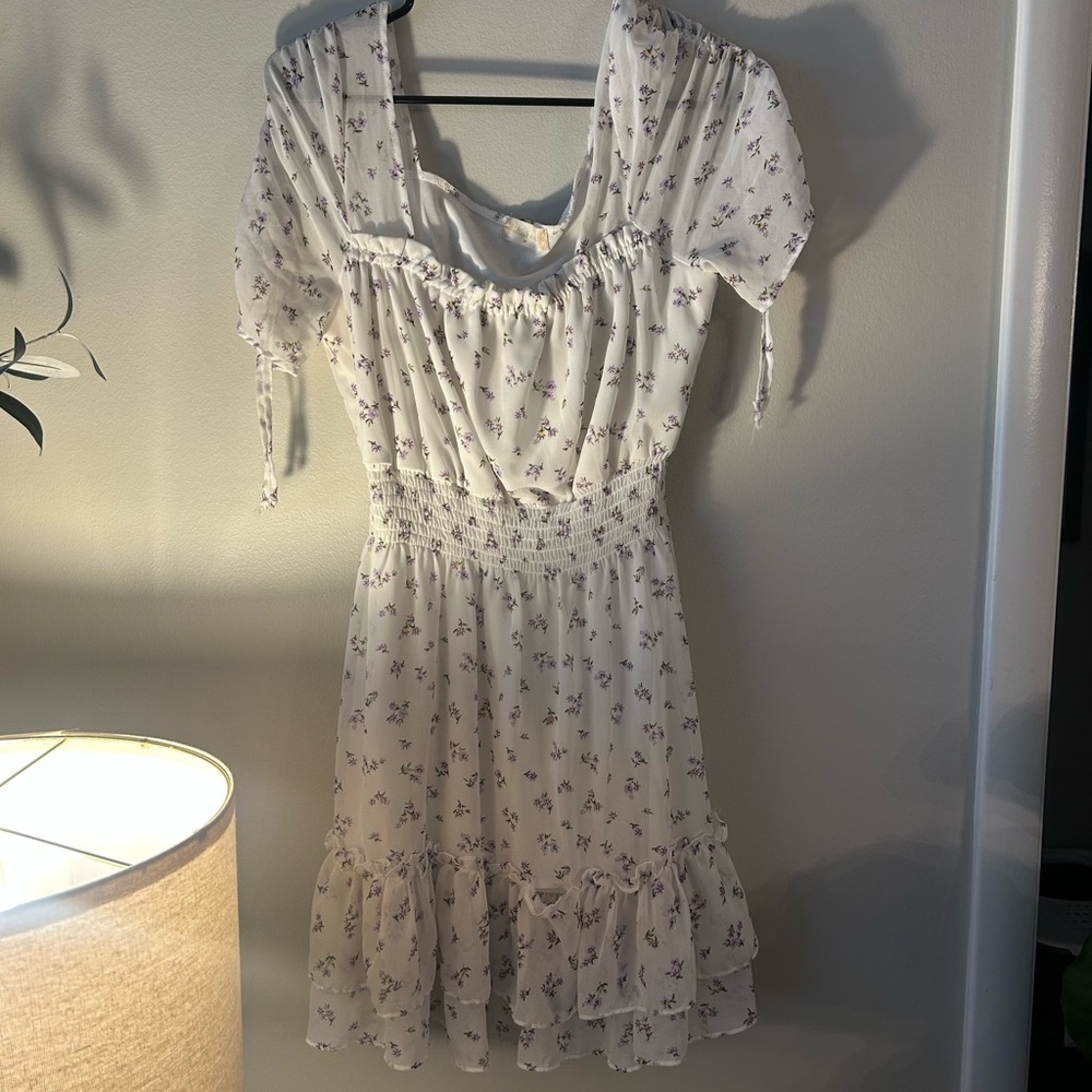 Altar'd State White and Purple Floral Mini Dress